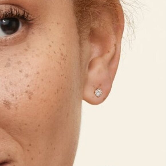 Moissanite 0.5 CT Round Stud Earrings 4 Prong Yellow Gold Plated 925Sterling NWT - Picture 2 of 13